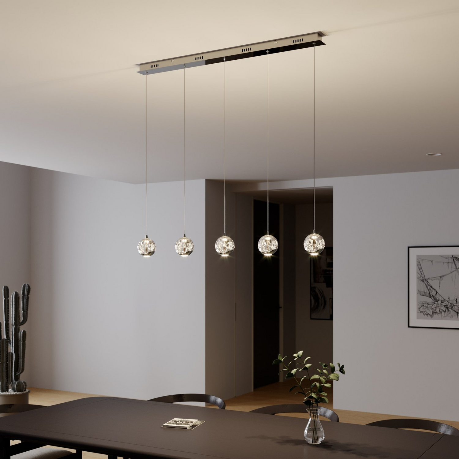 B-Ware Pendelleuchte Hängeleuchte Lucande Led Glaslampe Esstischleuchte Chrom Hayley