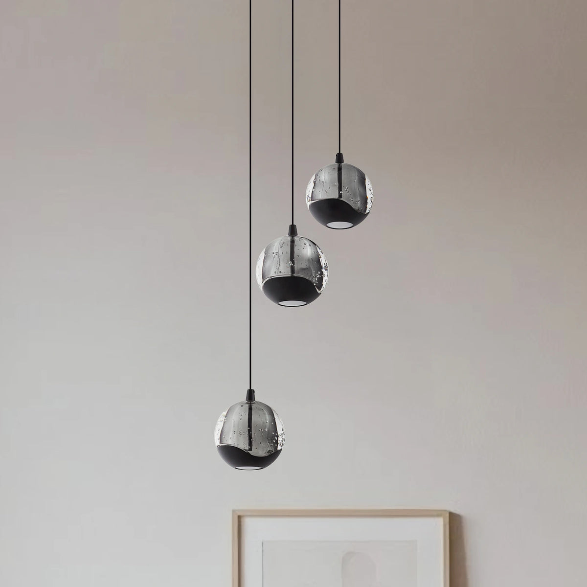 Lucande Pendelleuchte Hängelampe LED Hayley schwarz Glas 3-flammig 3000 K 15 W - 4251911798784