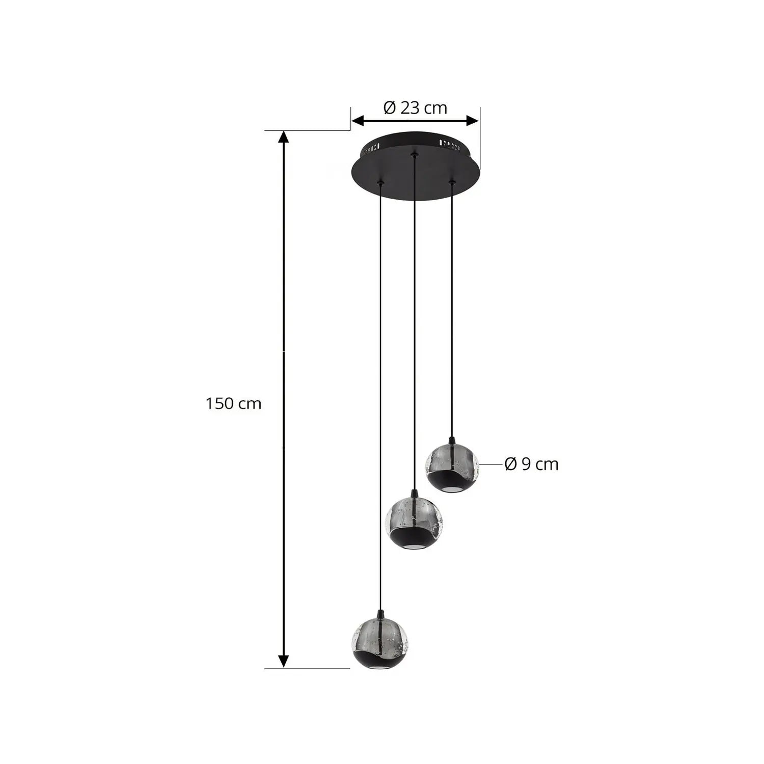 B-Ware Lucande Pendelleuchte Hängelampe Led Hayley Schwarz Glas 3 Flammig 3000 K 15 W