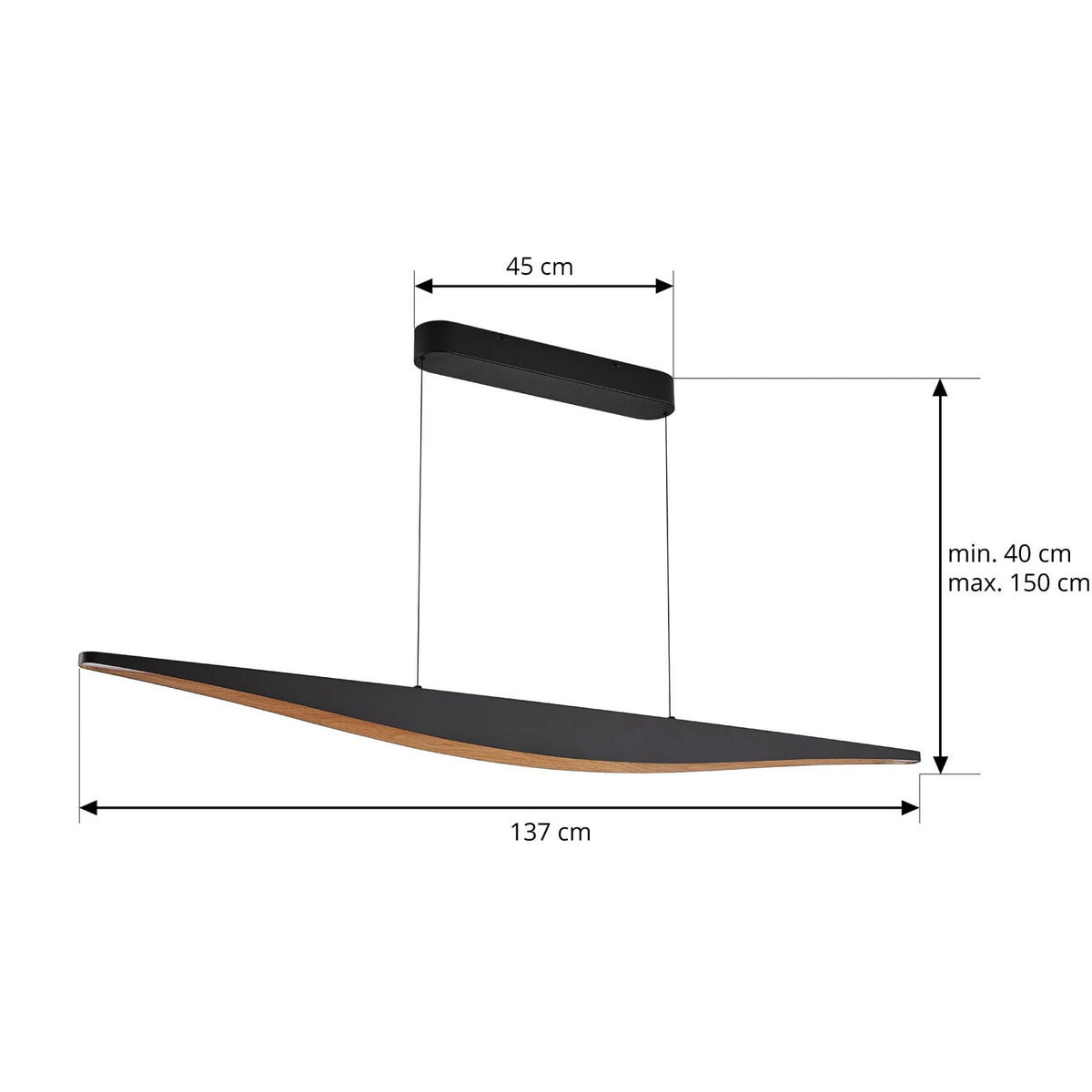 Lucande Pendelleuchte Hängelampe LED schwarz Clavit dimmbar Eisen Designer Ingo - 4255830900563