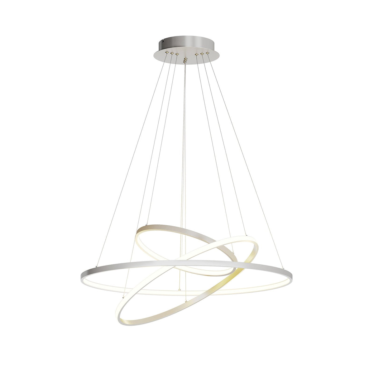 Lucande Pendelleuchte Hängeleuchte Ezana LED Lampe dimmbar nickel Ø80cm 3000K - 4251096556858