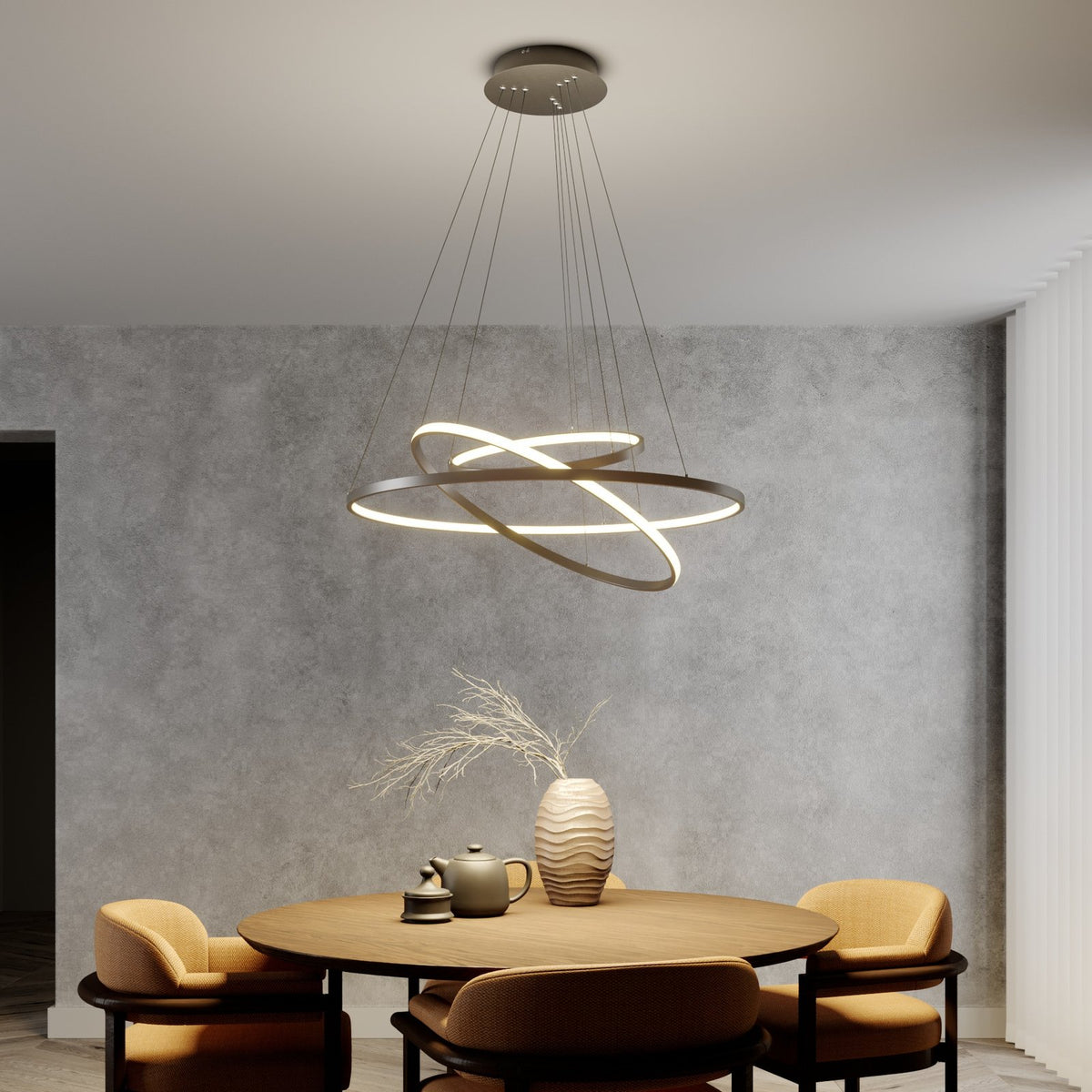 Lucande Pendelleuchte Hängeleuchte Ezana LED Lampe dimmbar nickel Ø80cm 3000K - 4251096556858