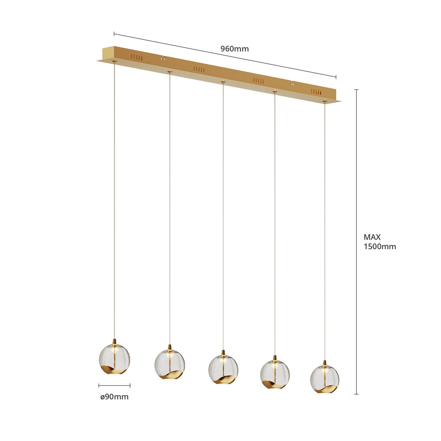 B-Ware Lucande Pendelleuchte Hängelampe Led Hayley Glas Gold Esstischlampe Länglich548