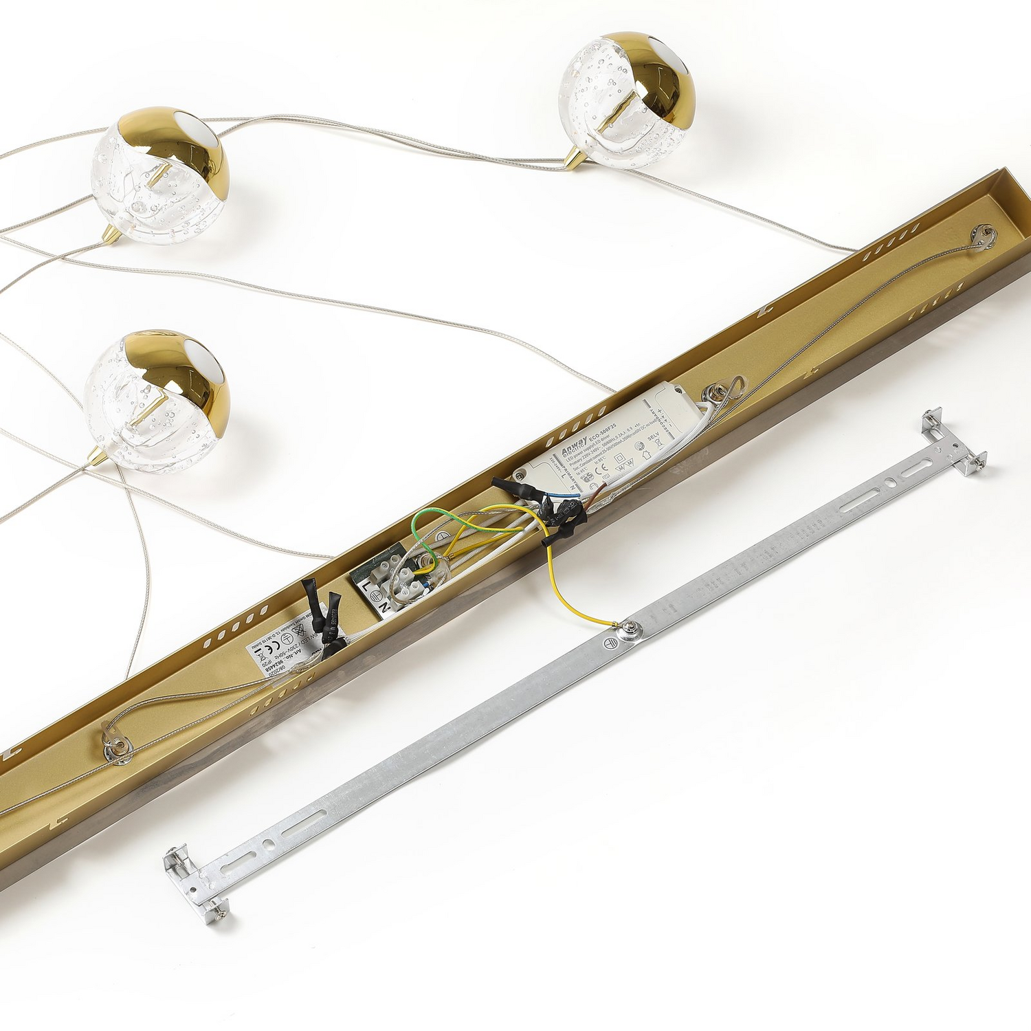 B-Ware Lucande Pendelleuchte Hängelampe Led Hayley Glas Gold Esstischlampe Länglich548