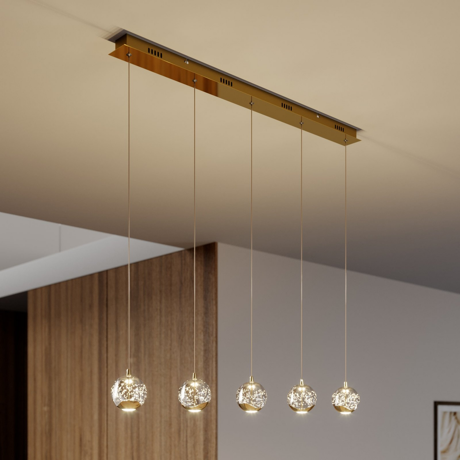 B-Ware Lucande Pendelleuchte Hängelampe Led Hayley Glas Gold Esstischlampe Länglich548