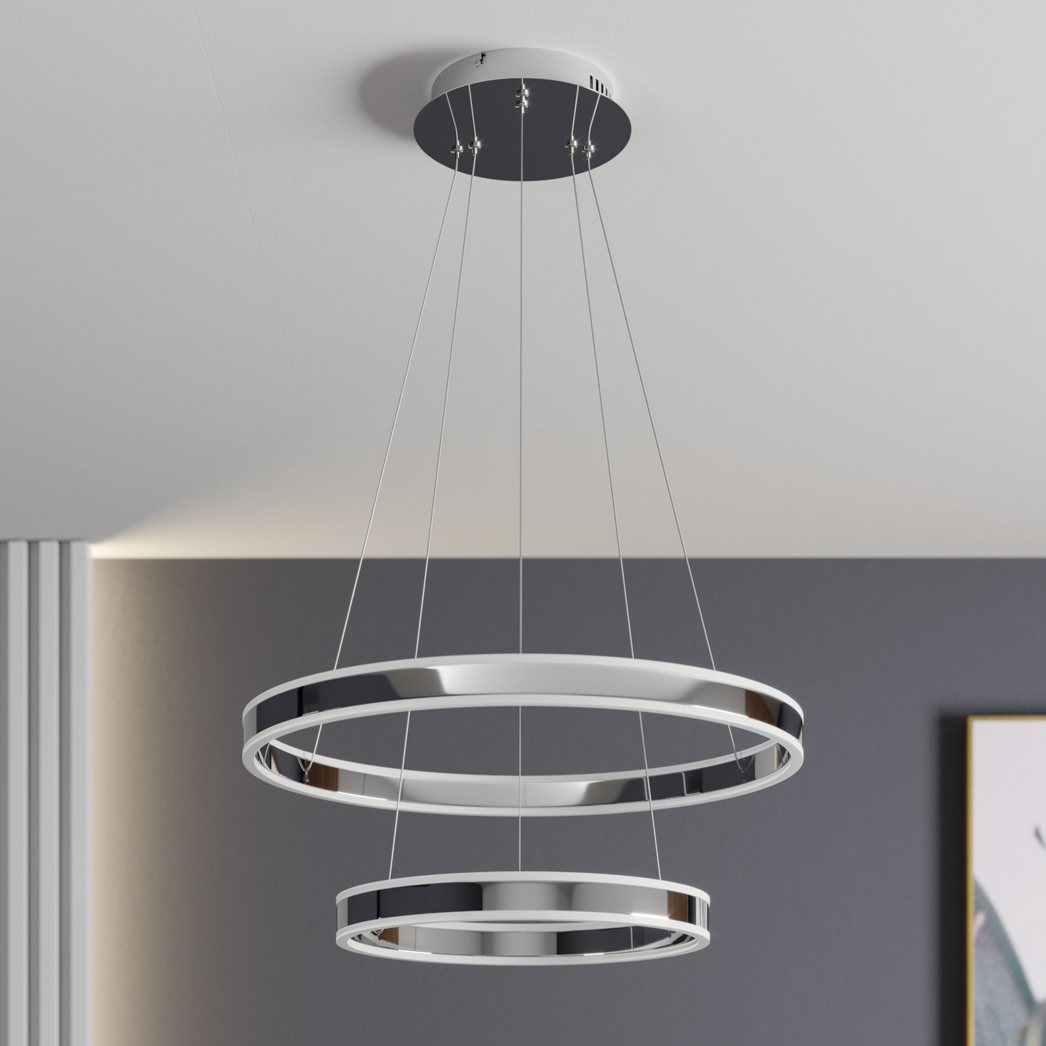 B-Ware Lucande Pendelleuchte Hängelampe Led Lyani Chrom Dimmbar Zweistufig Esszimmer