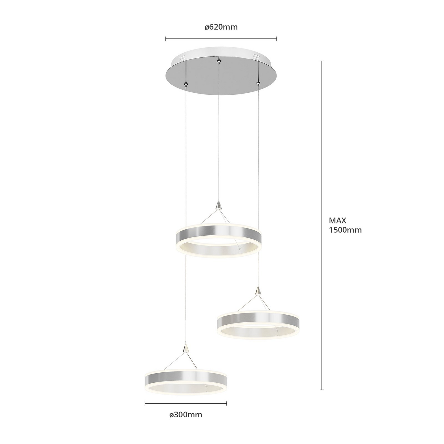 B-Ware Lucande Led Pendelleuchte Lyani Deckenlampe Hängeleuchte 3 Ringe Höhe Led Lampe
