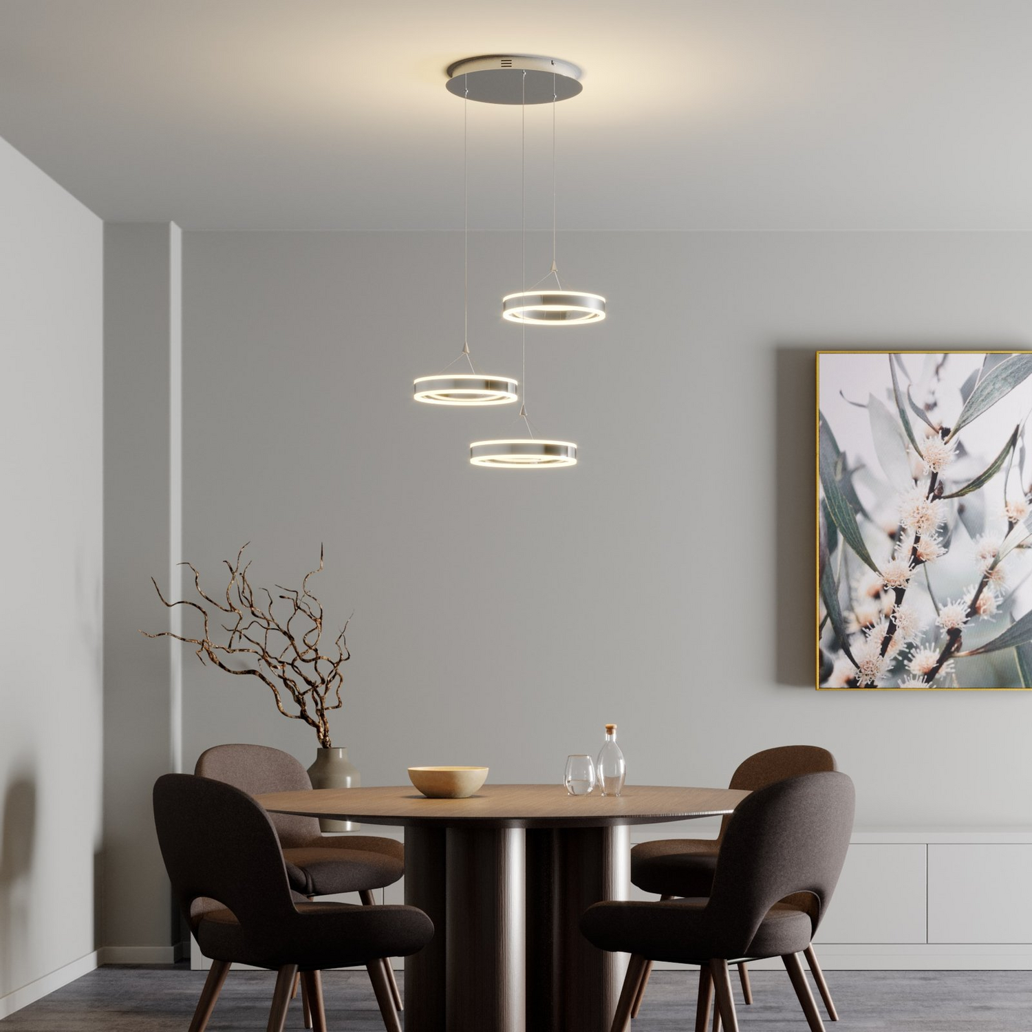 B-Ware Lucande Led Pendelleuchte Lyani Deckenlampe Hängeleuchte 3 Ringe Höhe Led Lampe