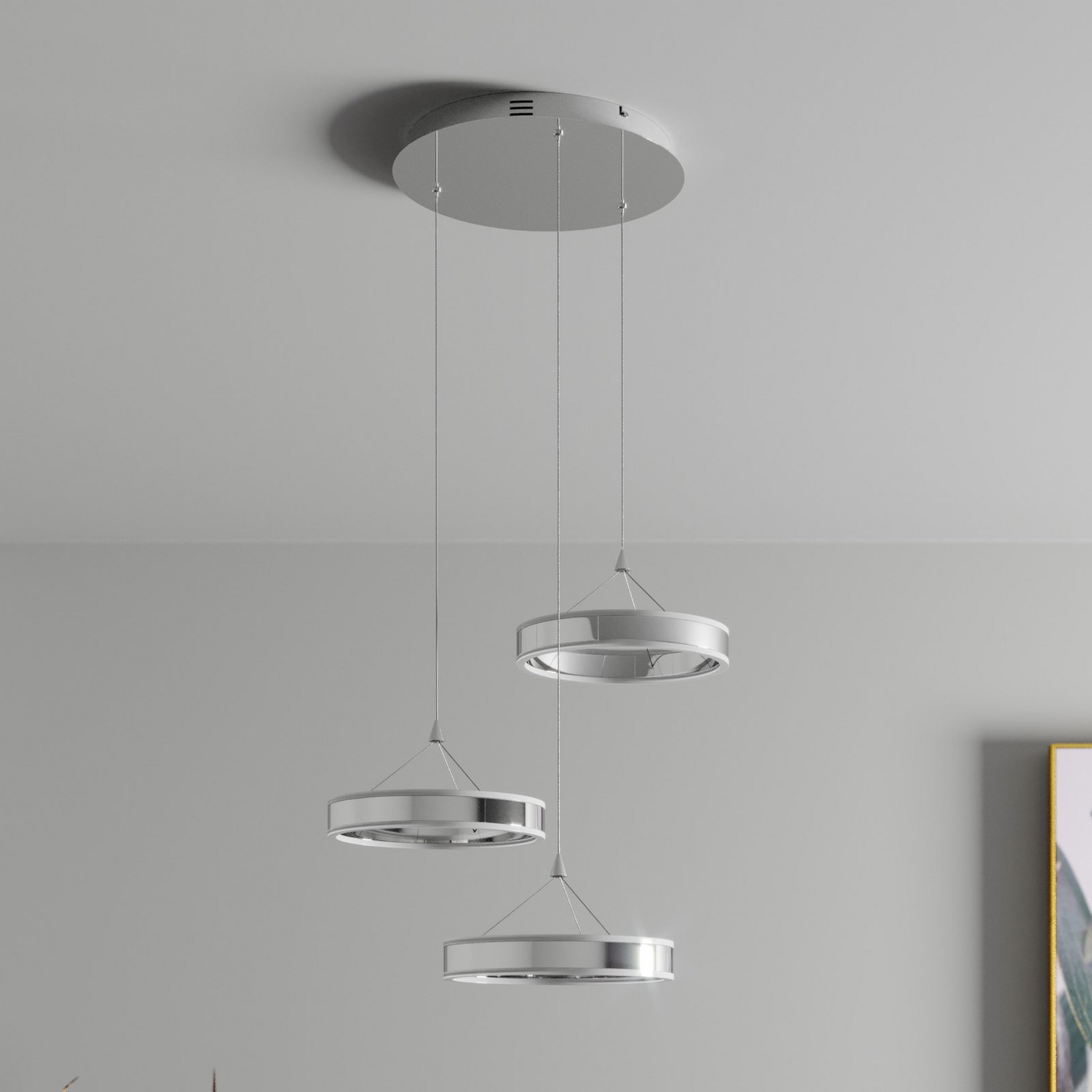 B-Ware Lucande Led Pendelleuchte Lyani Deckenlampe Hängeleuchte 3 Ringe Höhe Led Lampe