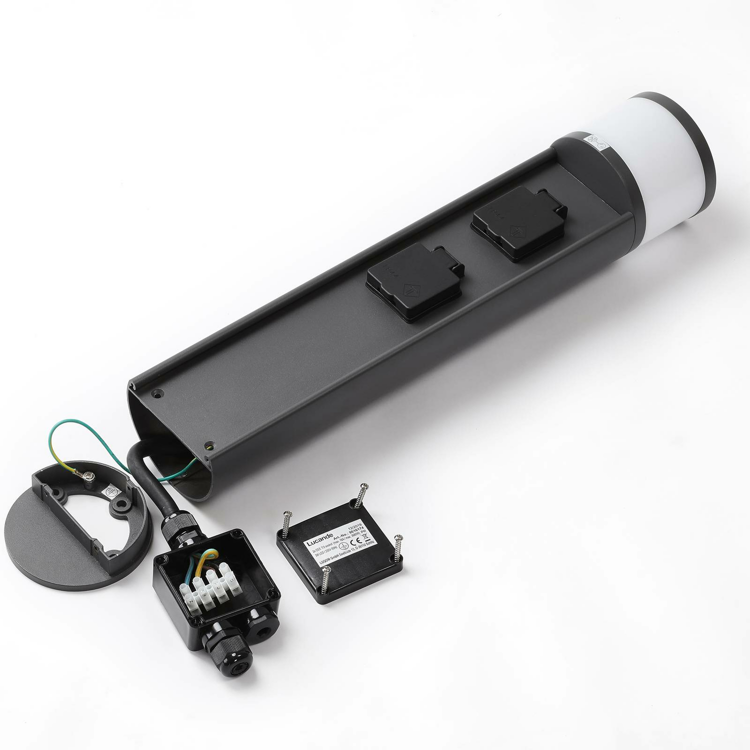 B-Ware Lucande Corban Led Sockelleuchte 2 Steckdosen Gartensteckdosensäule Wasserfest - 4251096573855