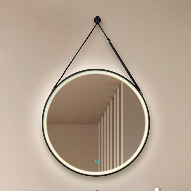 Lucande LED-Spiegel Lelin Wandspiegel Leuchte Ø45cm rund schwarz Aluminium CCT - 4251911777949