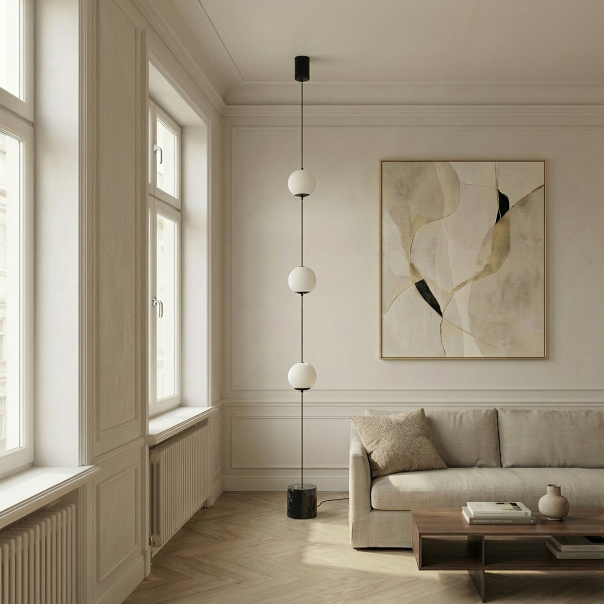 Lucande Stehleuchte Darrow LED dimmbar Touchdimmer Lampe schwarz/opal 320cm - 4255830903885