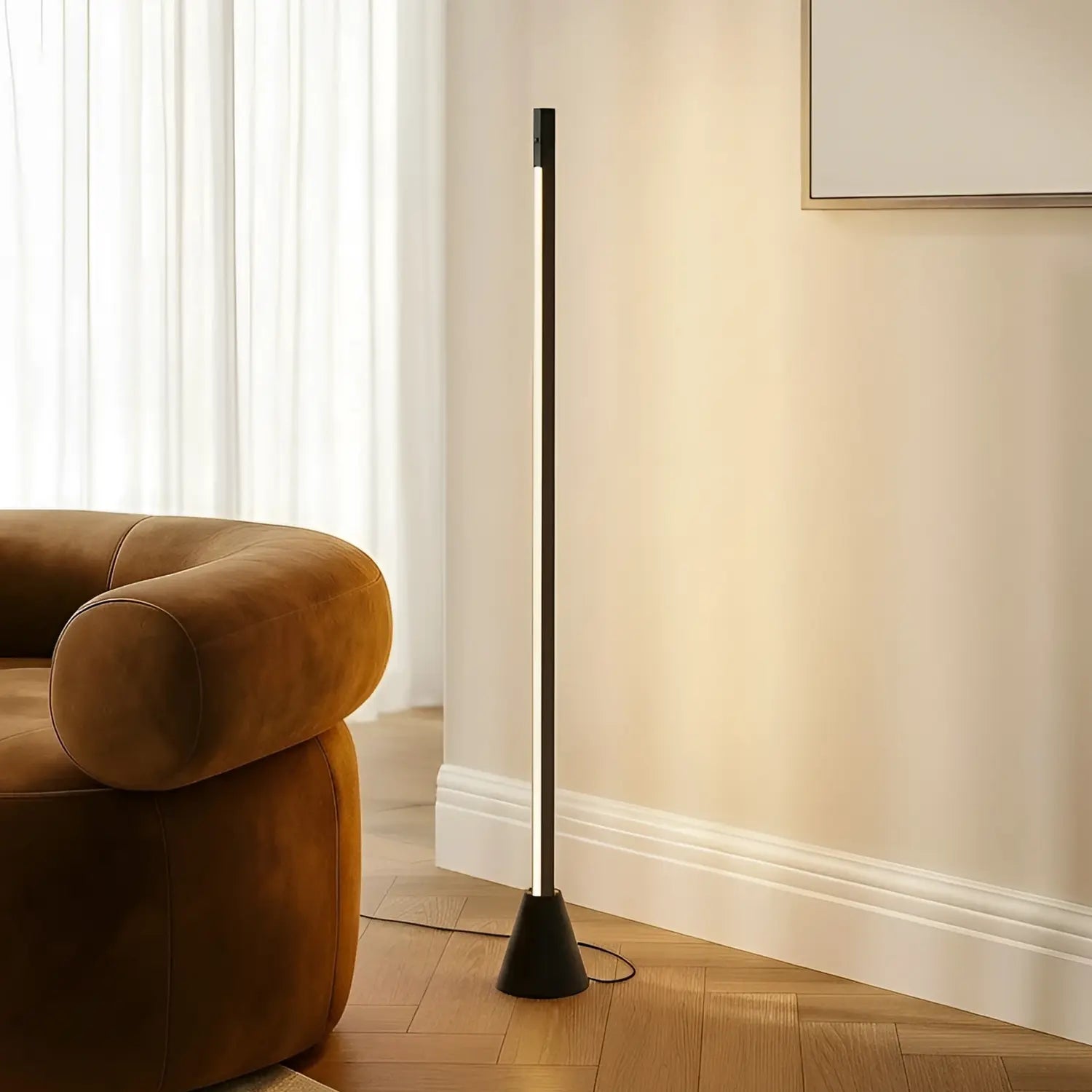 B-Ware Lucande Stehleuchte Linija Standlampe Led Schwarz Sensor Dimmer 110 Cm 17 W 3000 K - 4251911793567