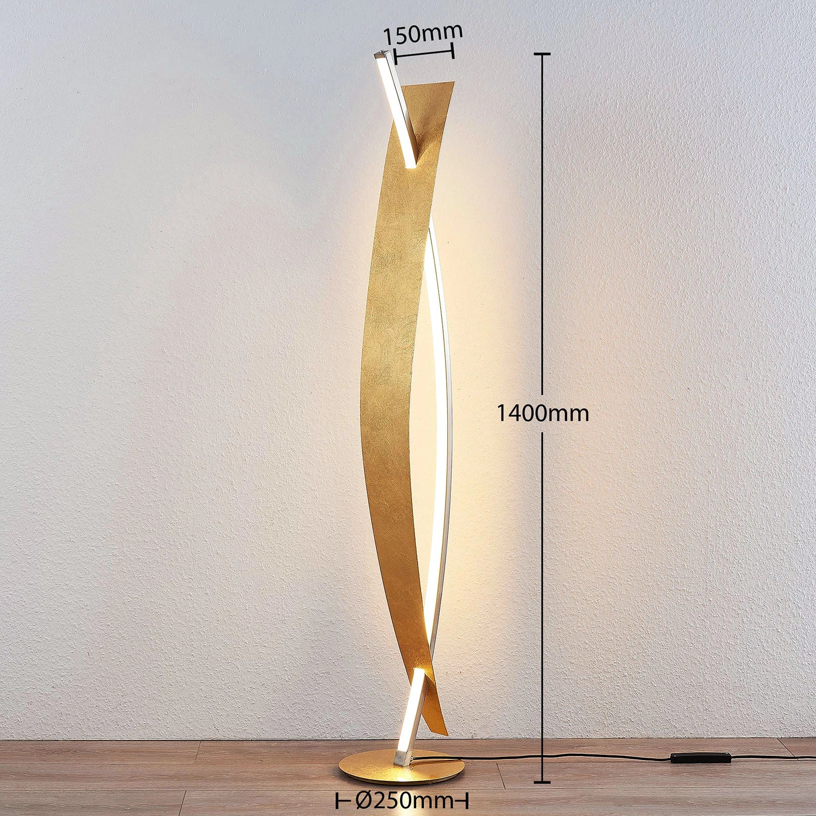 Lucande Stehleuchte Standlampe LED gold Marija Metall Kunststoff dimmbar - 12753289658028