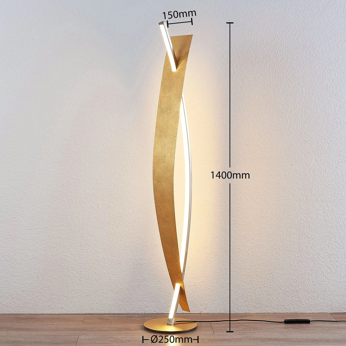 Lucande Stehleuchte Standlampe LED gold Marija Metall Kunststoff dimmbar - 12753289658028