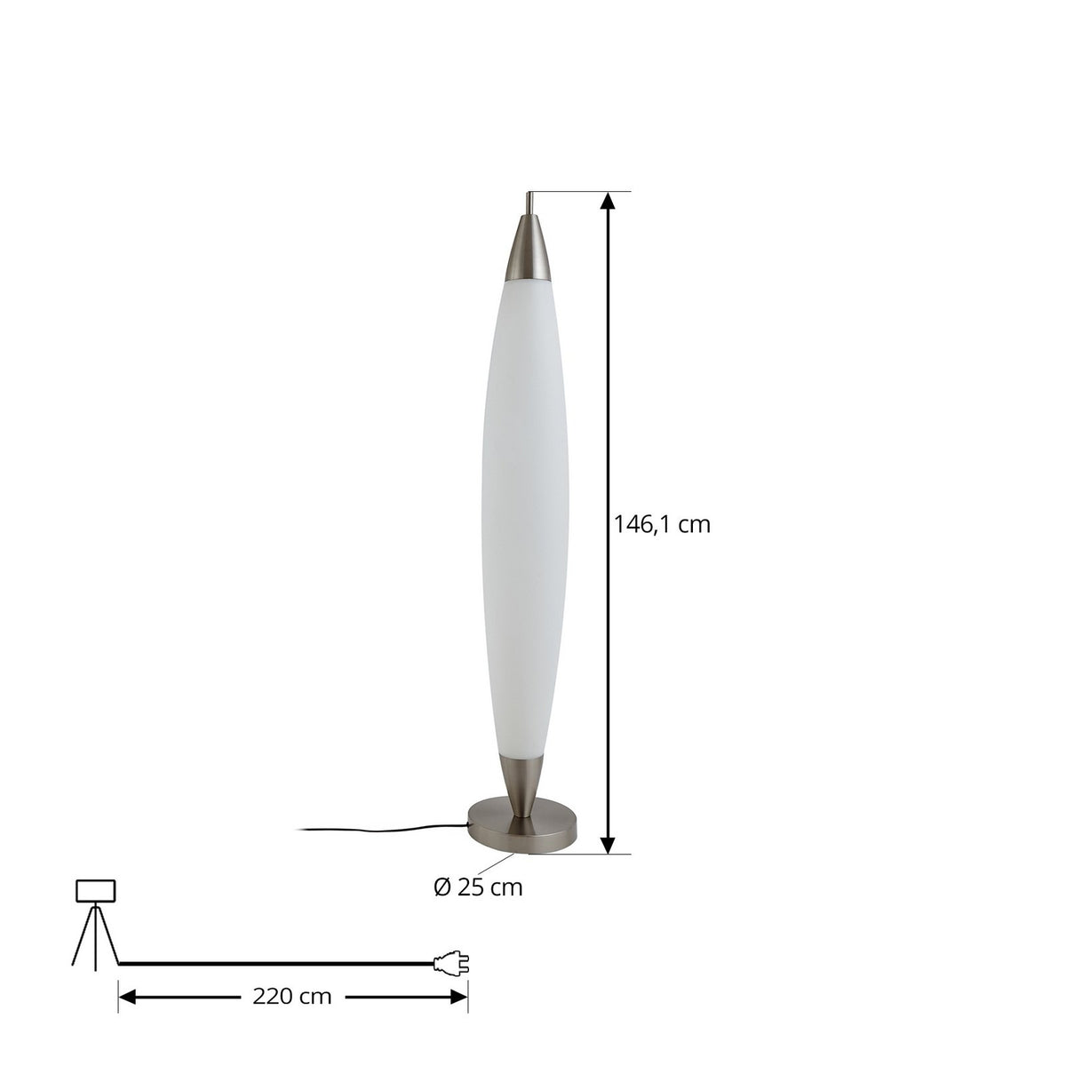 Lucande Stehleuchte Standlampe LED Tarell weiß nickel dimmbar Wohnzimmerlampe - 4251911794731