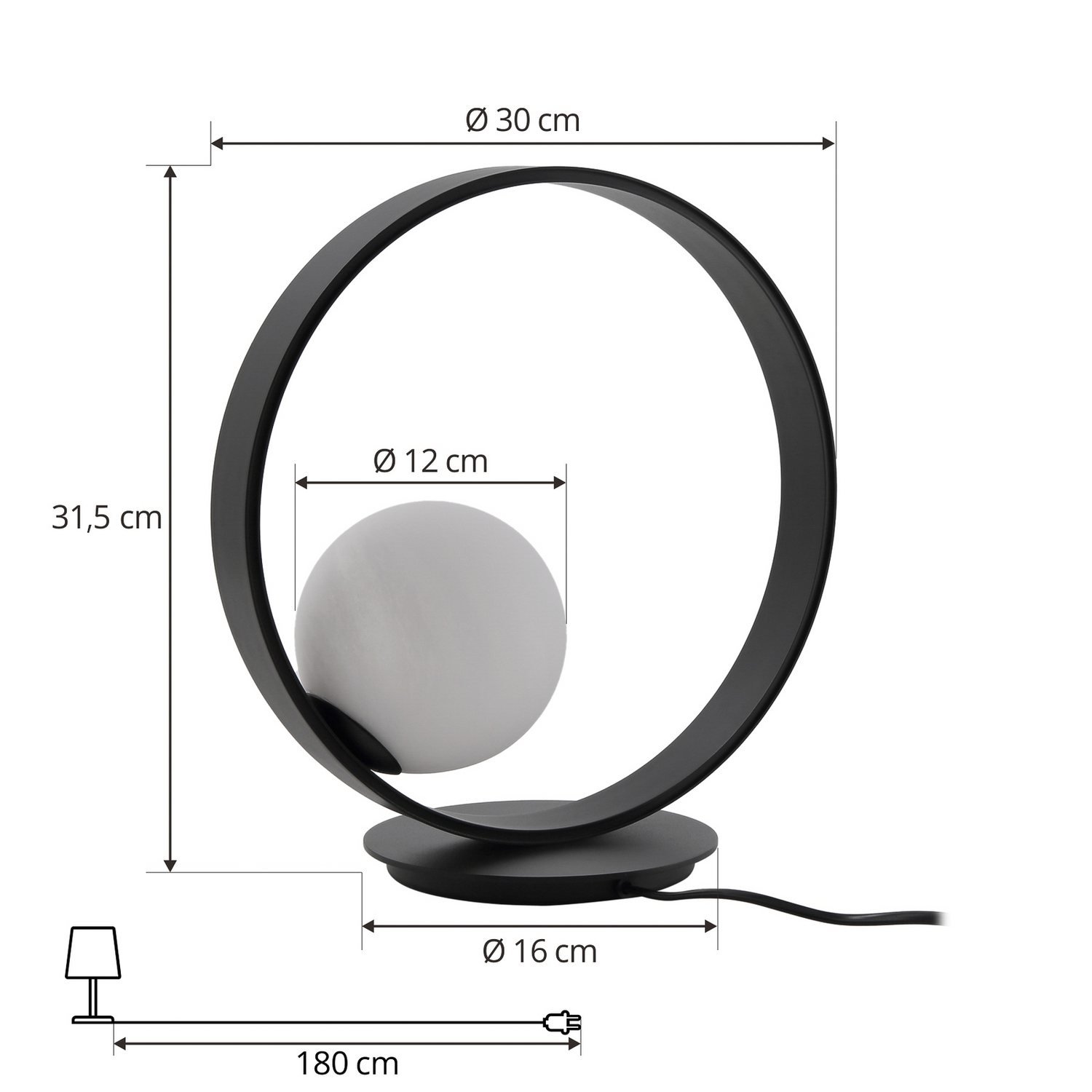 Lucande Led Tischleuchte Leuchte Luneo Schwarz Opal Glas Dimmbar Tischlampe B-Ware
