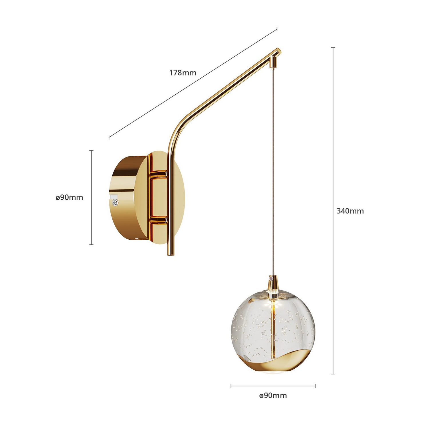 B-Ware Lucande Wandlampe Wandleuchte Led Hayley Glas Goldfarben Klar Siehe Text/Foto - 4251096562415