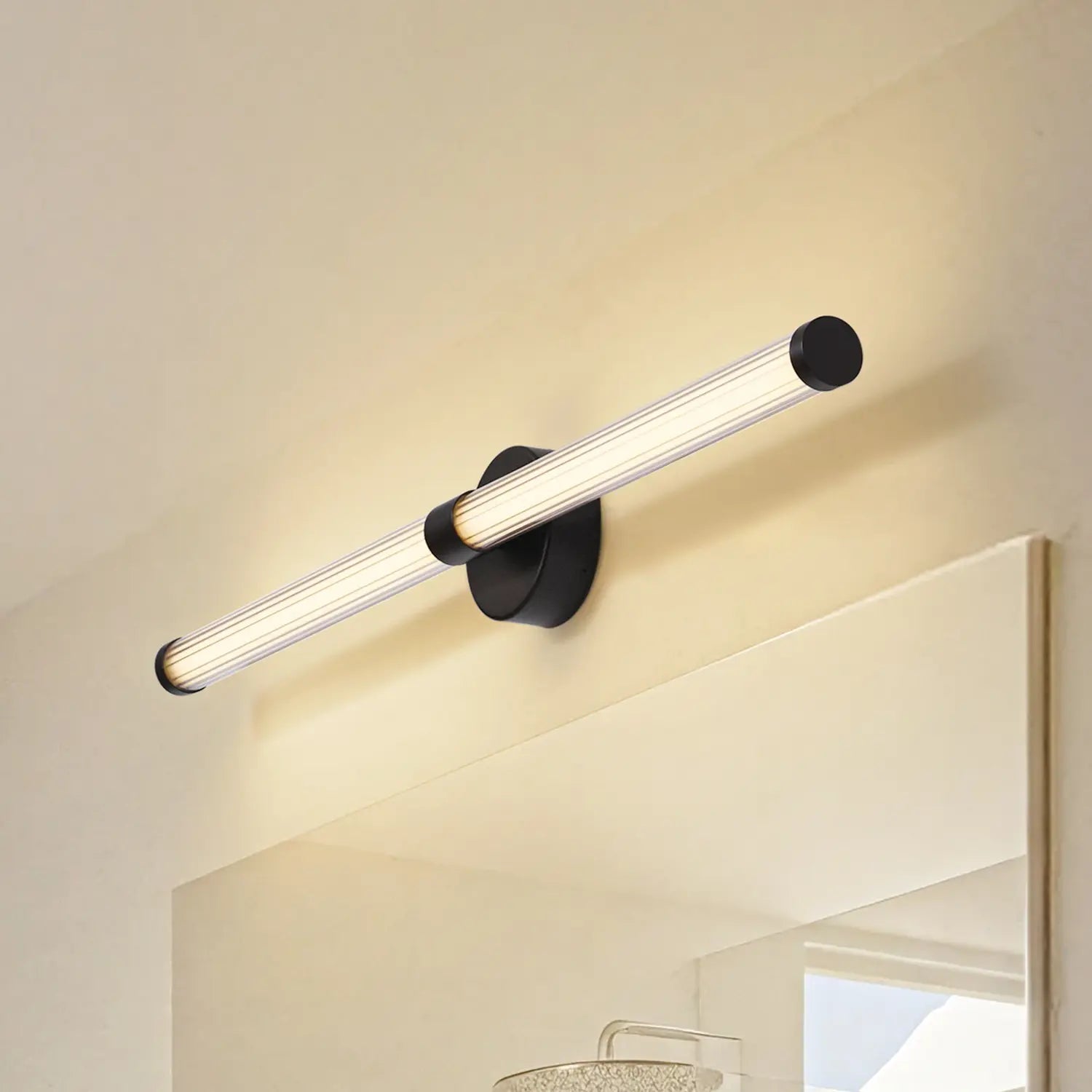 B-Ware Lucande Wandleuchte Wandlampe Led Melisa Schwarz Glas Badezimmer 90 Cm Ip44 Cct - 4255830902864