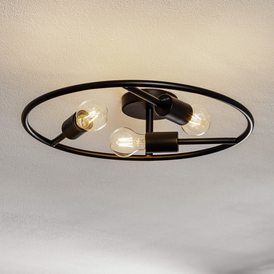 Lucande Linnard Deckenleuchte Lampe Led Schwarz E27 3 Flammig Stahl Dimmbar B-Ware - 4251911756593