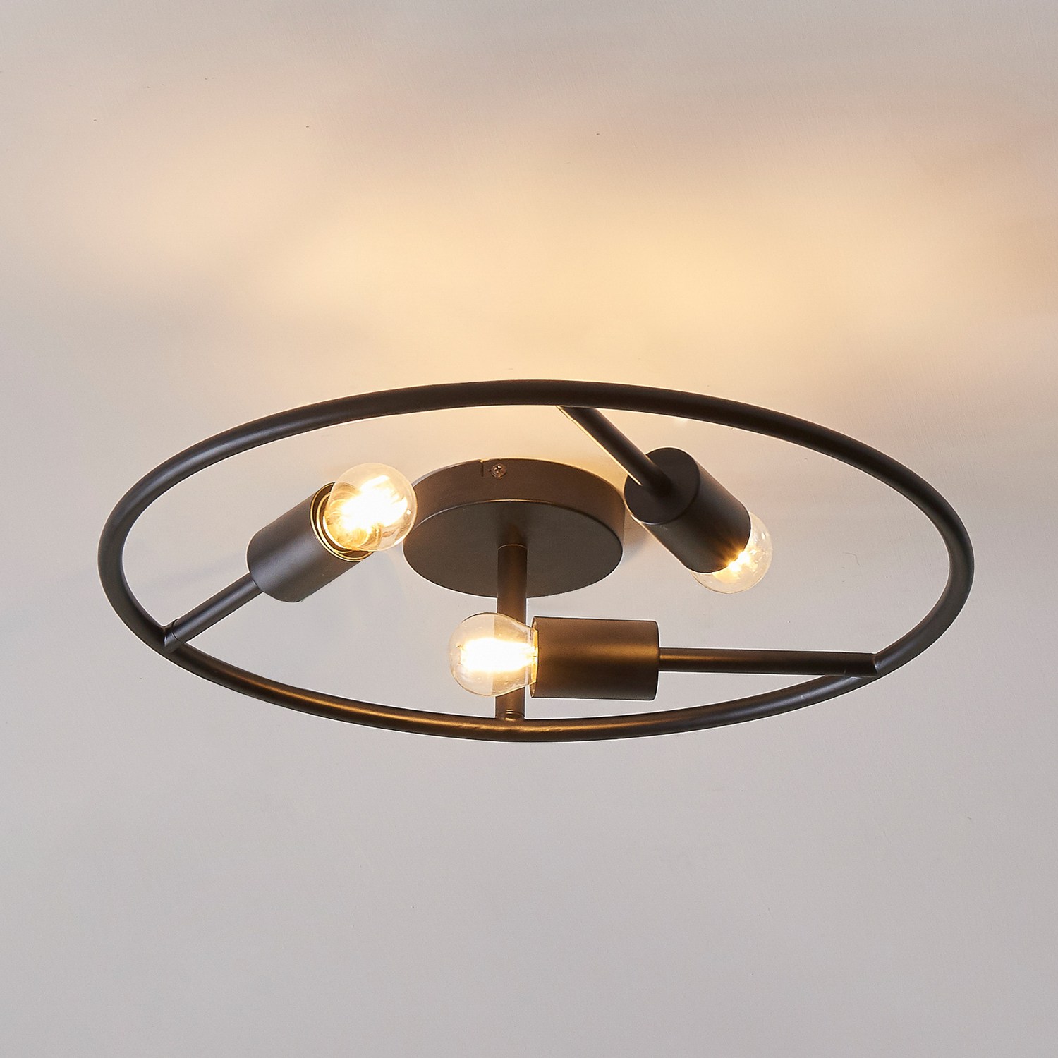 Lucande Linnard Deckenleuchte Lampe Led Schwarz E27 3 Flammig Stahl Dimmbar B-Ware - 4251911756593