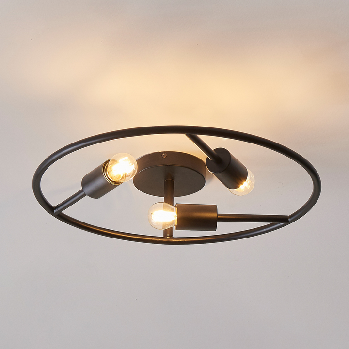 Lucande Linnard Deckenleuchte Lampe Led Schwarz E27 3 Flammig Stahl Dimmbar B-Ware - 4251911756593