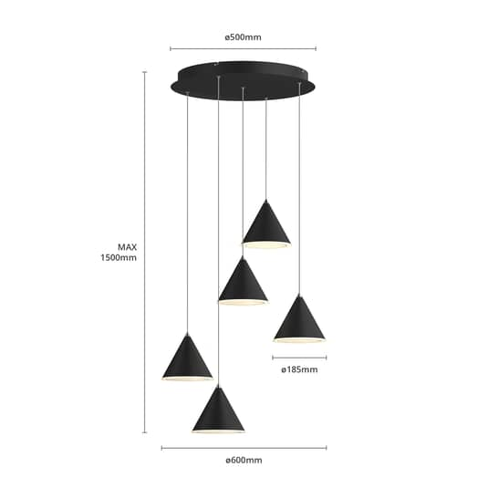 Lucande Livan Led Hängeleuchte Hängeleuchte Deckenlampe Lampe Leuchte Schwarz 5  B-Ware - 4251096573183