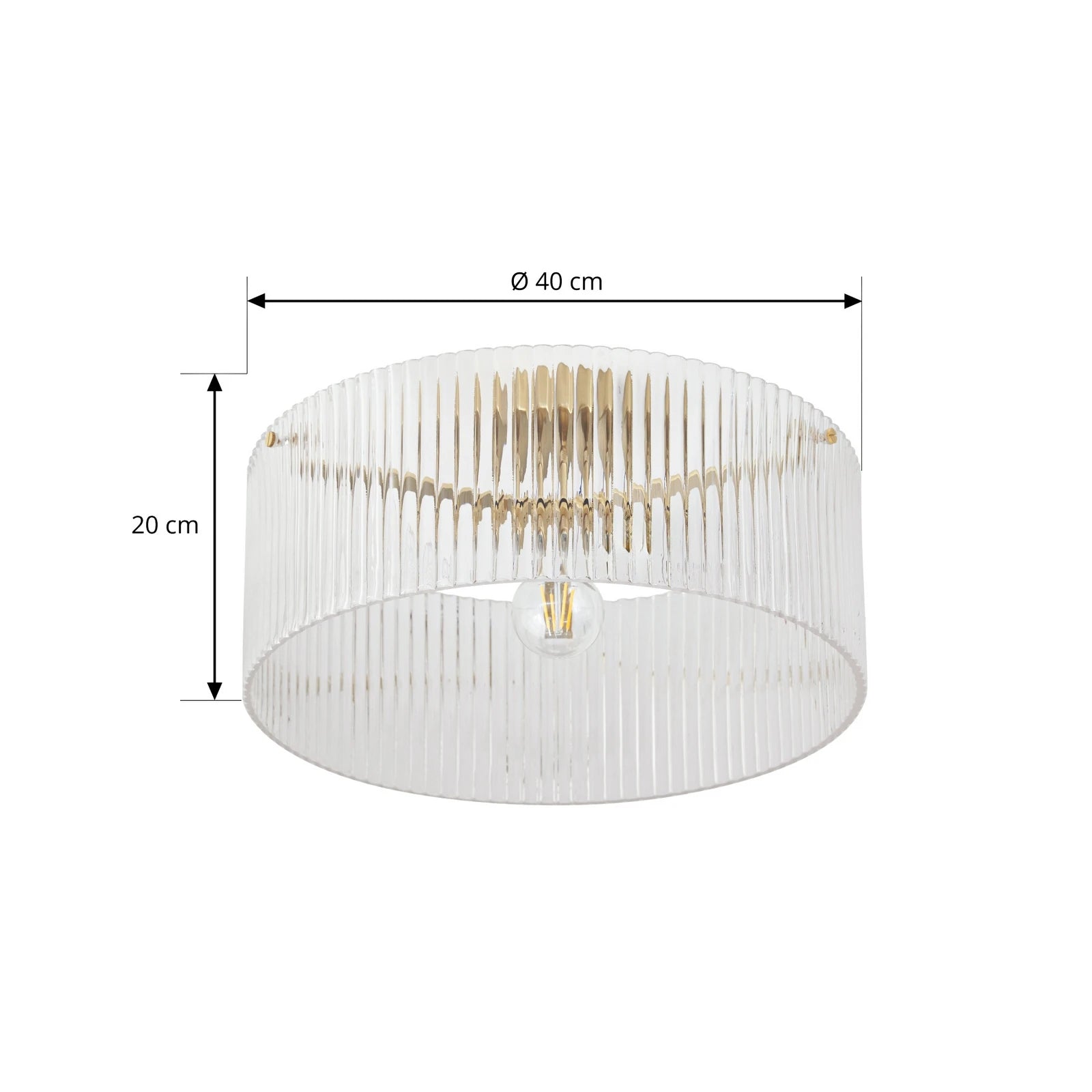 Lucande Deckenleuchte Lampe Meritt Glas messing transparent E27 LED Ø 40 cm - 4255830906060