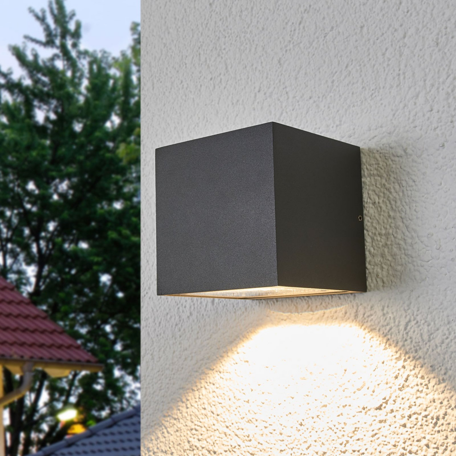 B-Ware Lucande Außenleuchte Wandlampe Led Merjem Dunkelgrau Aluminium Druckguss