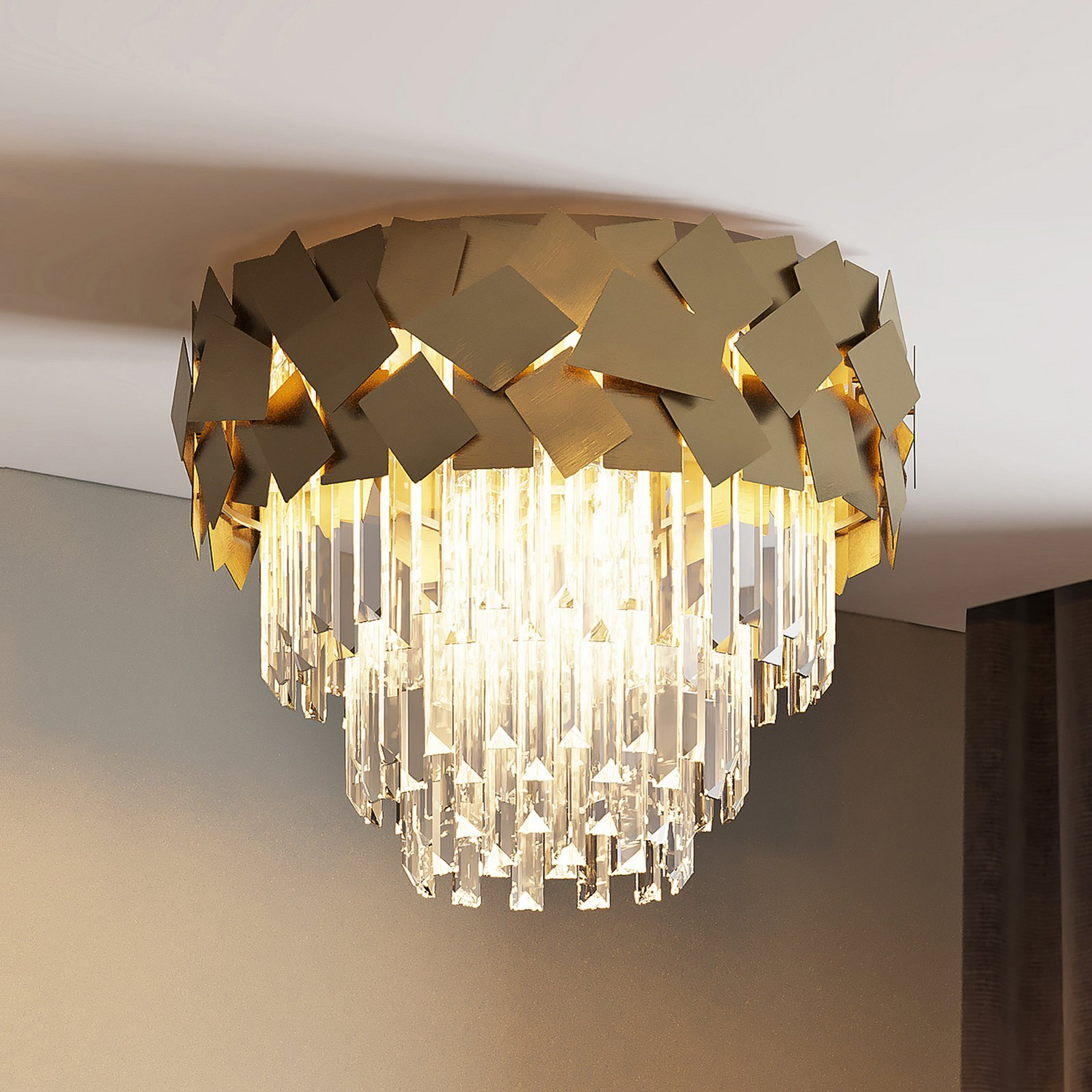 B-Ware Lucande Miraia Kristall Deckenleuchte Gold Deckenlampe Lampe Leuchte Spot Licht