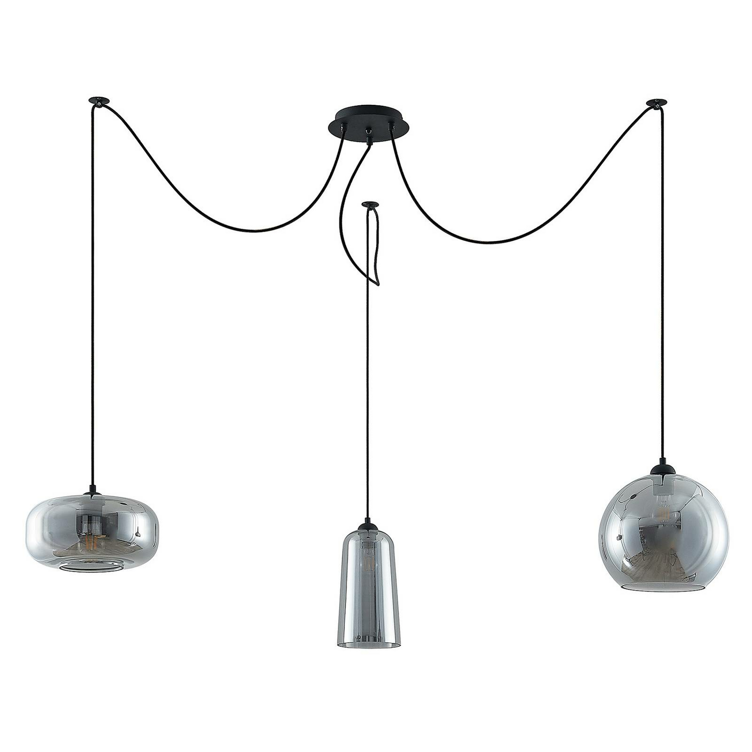 B-Ware Lucande Zyli Pendelleuchte Hängeleuchte Deckenlampe Lampe Dreiflammig Rauchg817