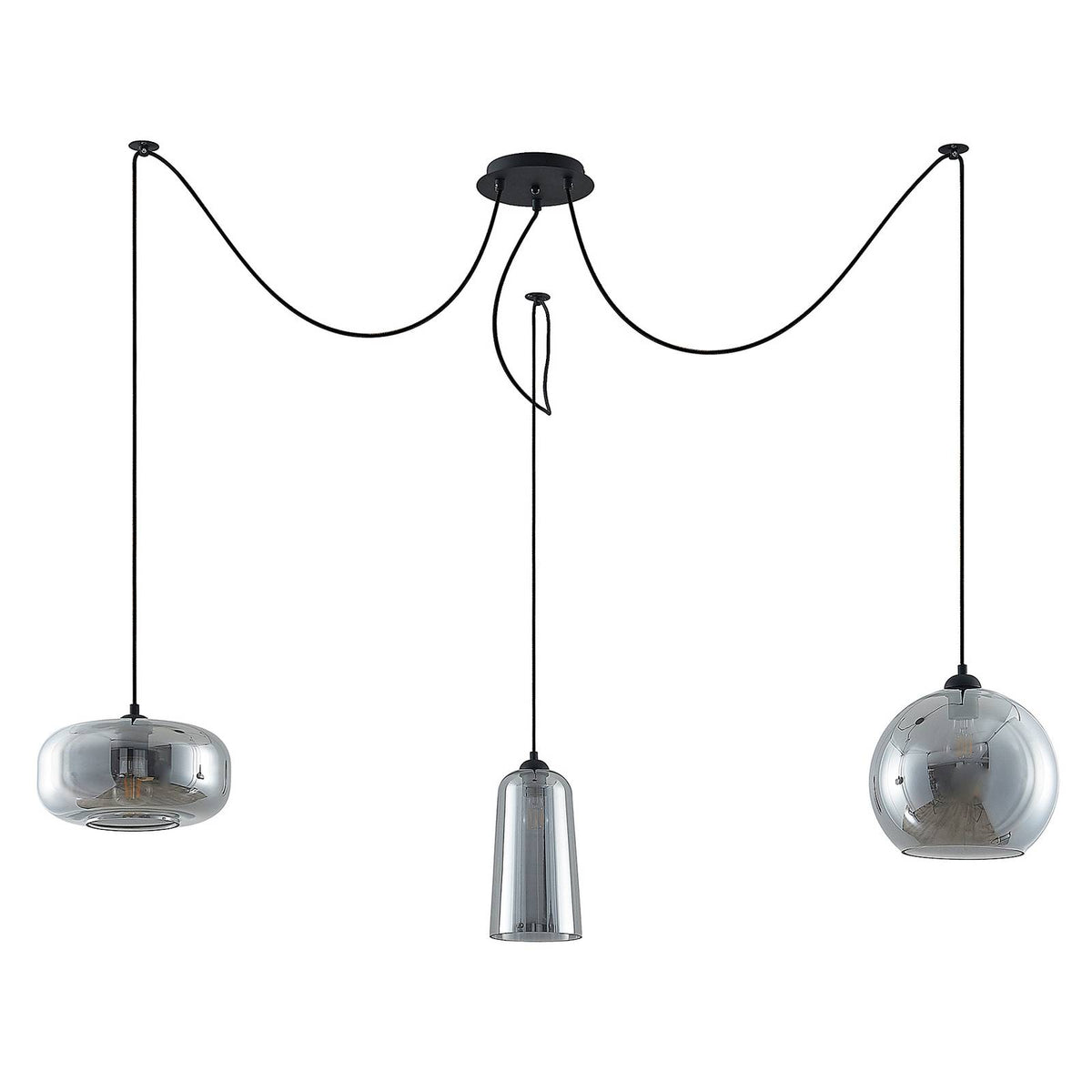 Lucande Zyli Pendelleuchte Hängeleuchte Deckenlampe Lampe dreiflammig rauchgrau - 4251911701715