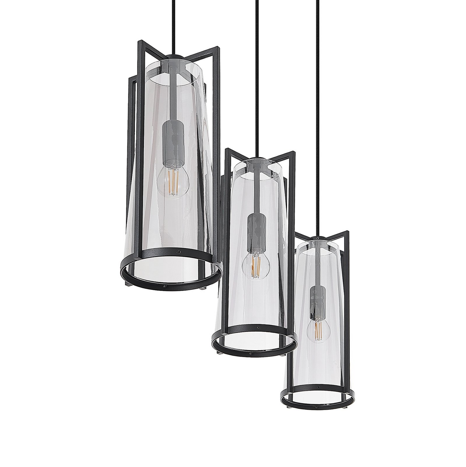 Suspension Lucande Rufina de qualité B, à trois lumières, de forme allongée, luminaire, plafonnier, lumière