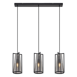 Suspension Lucande Rufina de qualité B, à trois lumières, de forme allongée, luminaire, plafonnier, lumière
