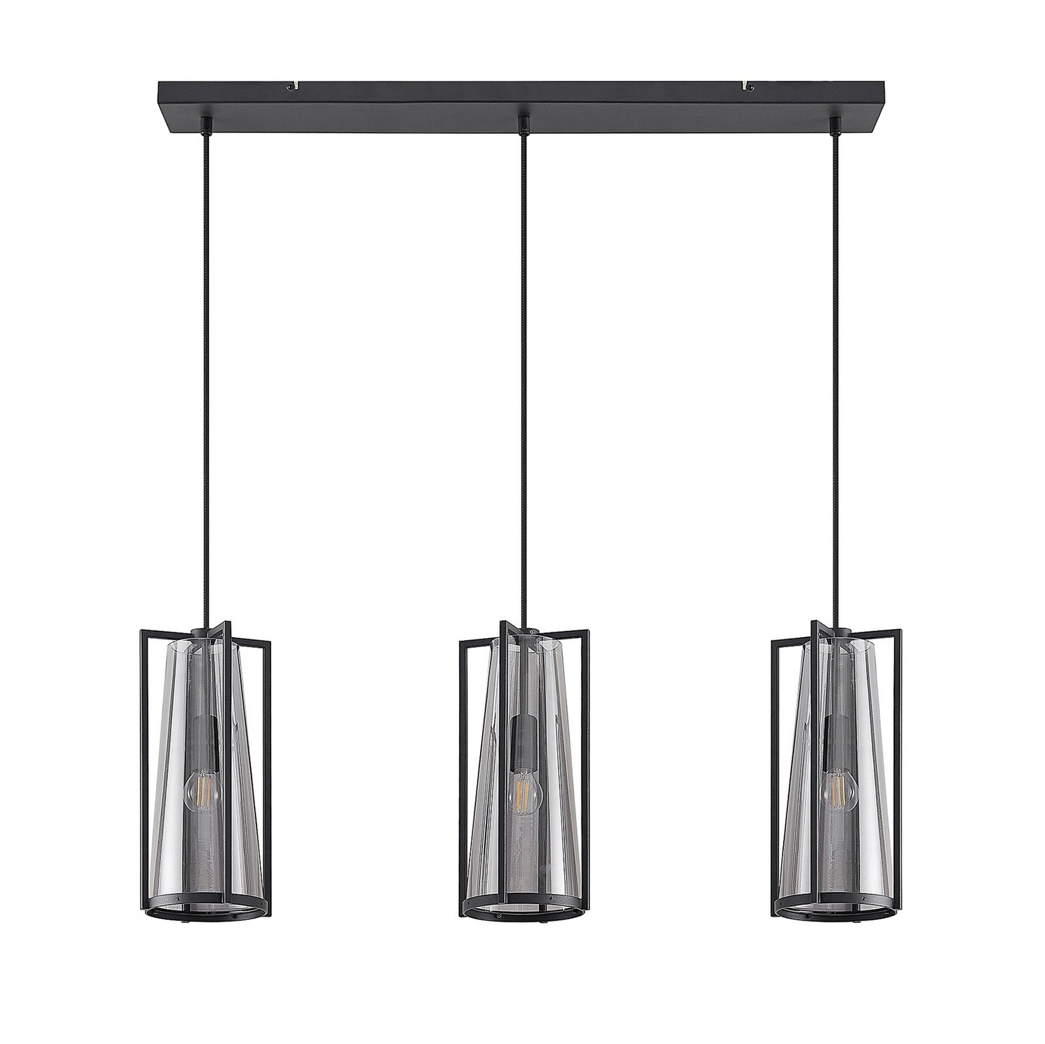 Suspension Lucande Rufina de qualité B, à trois lumières, de forme allongée, luminaire, plafonnier, lumière