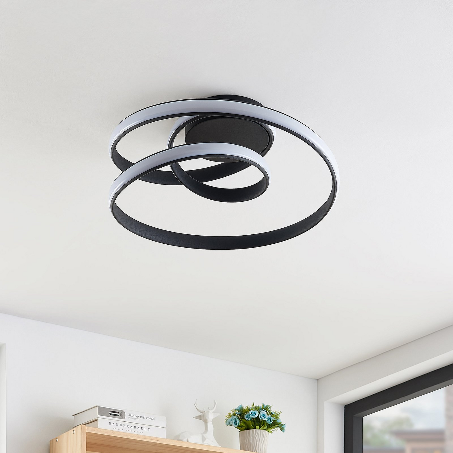 Plafonnier LED Lucande Sakina de qualité B, couleur sable noir