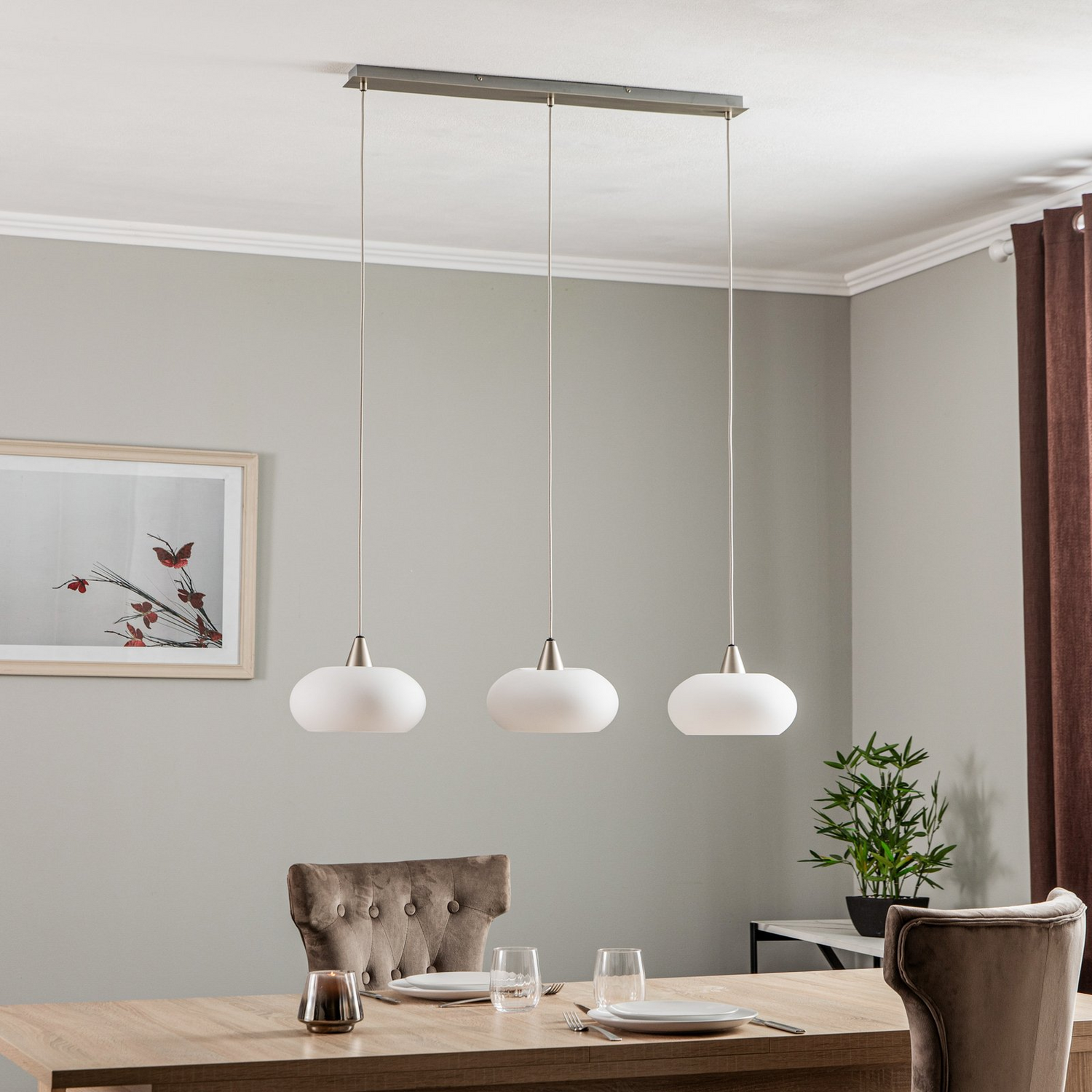 Suspension Lucande Sharvil de qualité B, plafonnier, suspension, lampe, éclairage, nickel W116