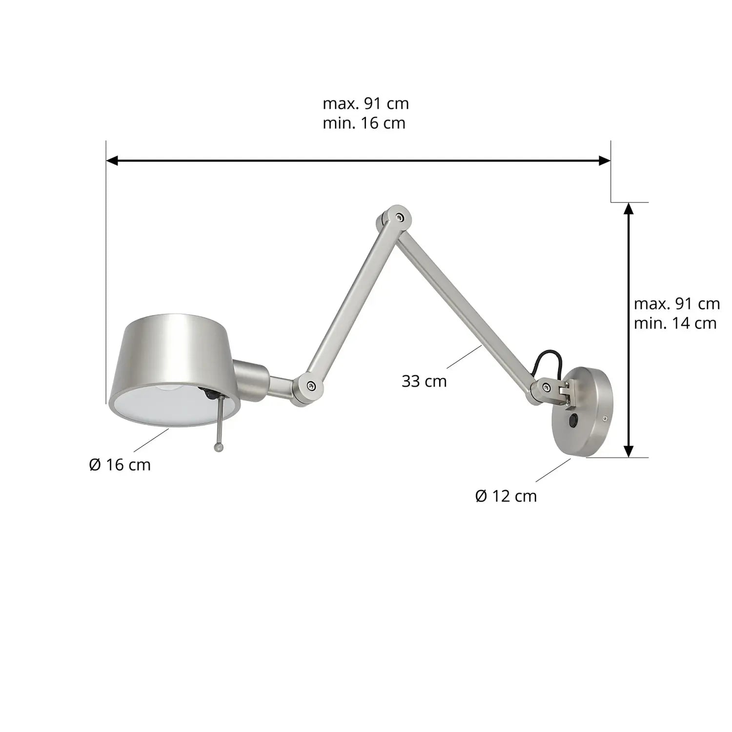 B-Ware Lucande Wandleuchte Wandlampe Silka Nickel E27 Verstellbar Metall 91 Cm Lampe145 - 4255830904820