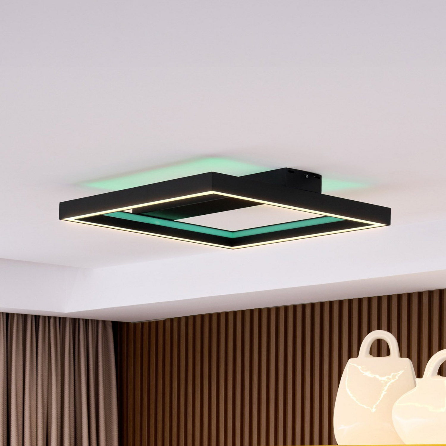B-Ware Lucande Smart Led Deckenleuchte Tjado 50 Cm Schwarz Rgbw Deckenlampe Lampe Spot - 4251911765984