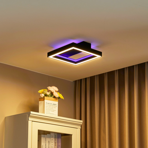 B-Ware Lucande Led Deckenleuchte Lampe Smart Rgbw Tjado 30 Cm Schwarz Wlan App