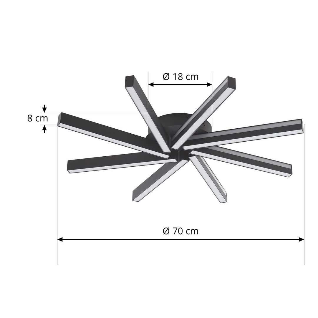 Lucande Smart Led Deckenleuchte Tjado ø 70 Cm Schwarz Deckenlampe Lampe Leuchte B-Ware