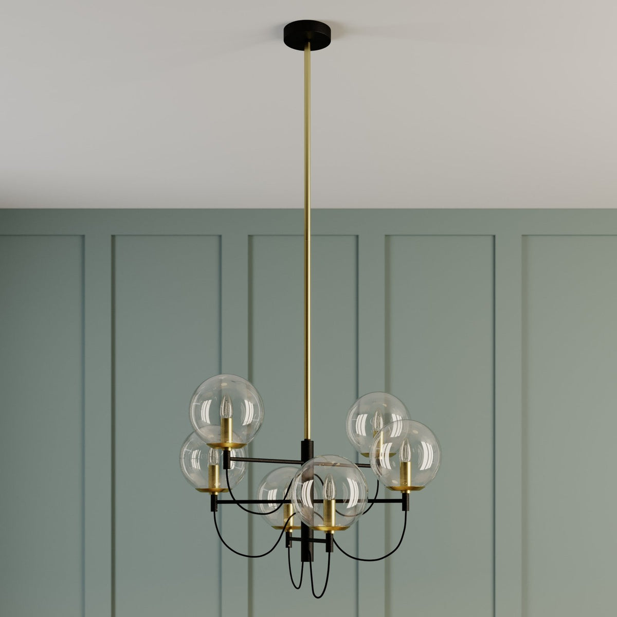 Lucande Sotiana Hängeleuchte Hängeleuchte Leuchte Lampe E14 6 Glaskugeln messing - 4251096579246