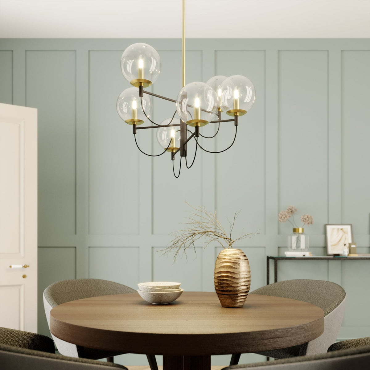 Lucande Sotiana Hängeleuchte Hängeleuchte Leuchte Lampe E14 6 Glaskugeln messing - 4251096579246