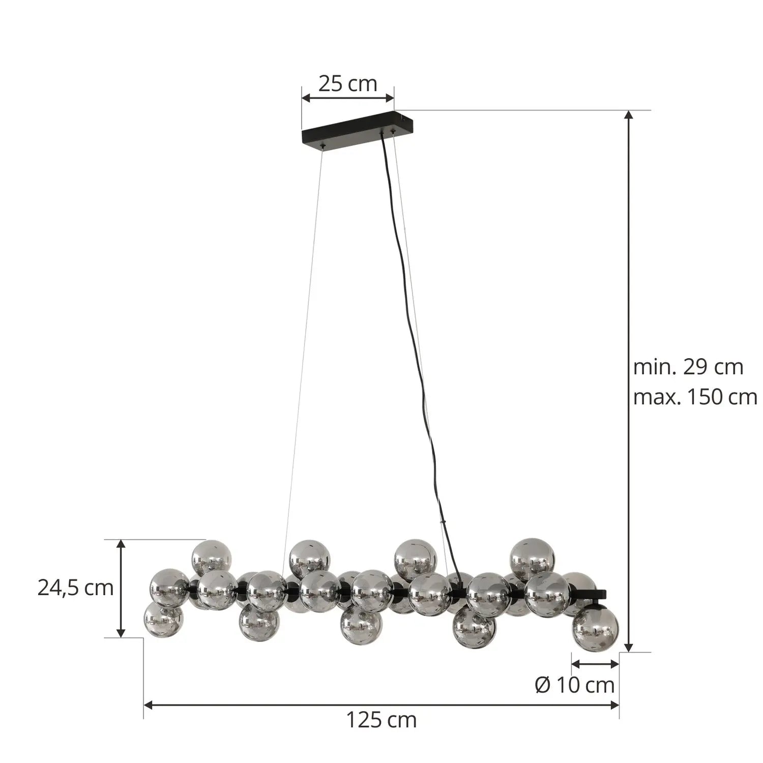 B-Ware Lucande Hängeleuchte Naelen Hängelampe Deckenlampe Schwarz/Grau 125 Cm Glas G9 - 4251911778687
