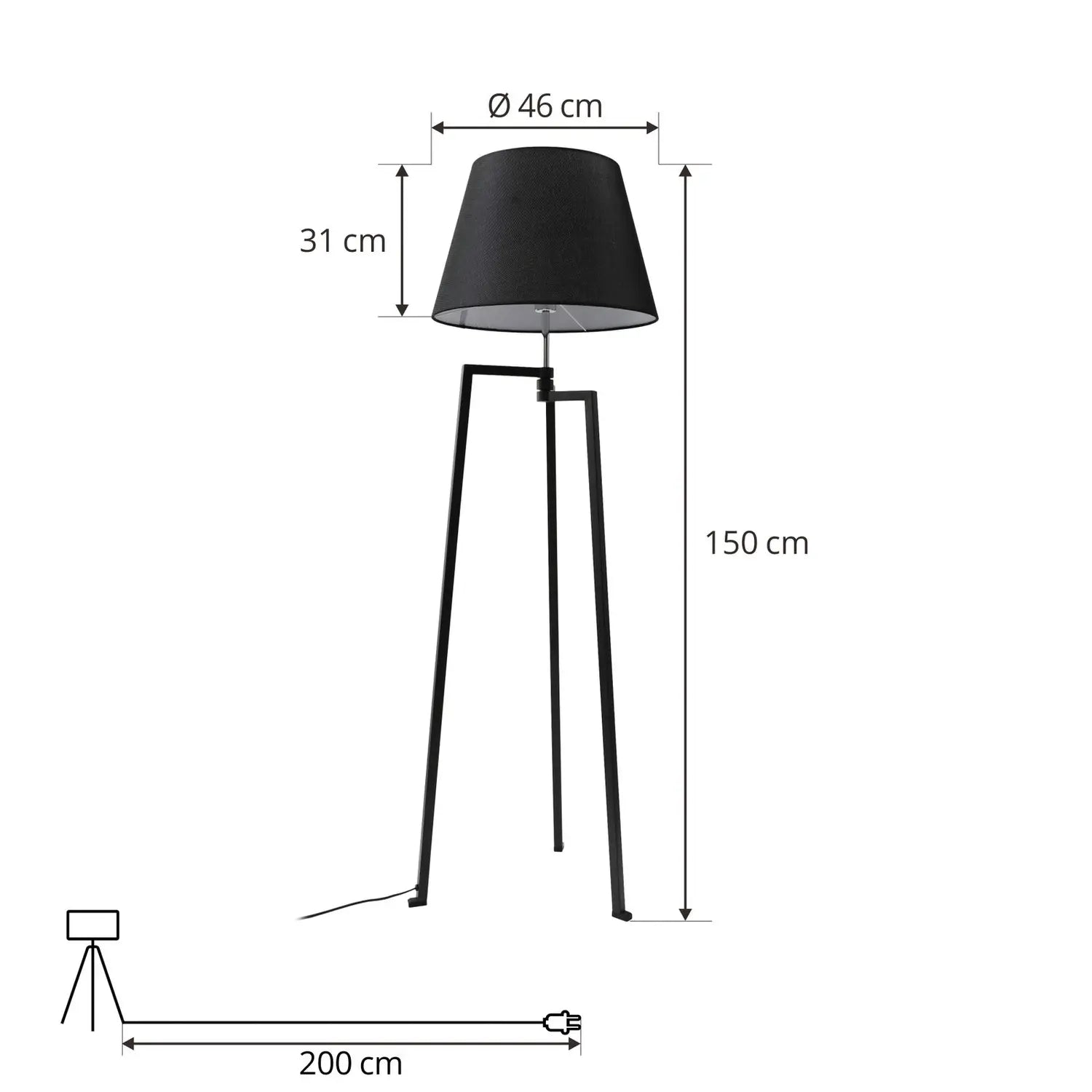 B-Ware Lucande Stehleuchte Lampe Stehlampe Amona Schwarz Textil 150 Cm Dreibein - 4251911778953