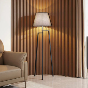 B-Ware Lucande Stehleuchte Lampe Stehlampe Amona Schwarz Textil 150 Cm Dreibein