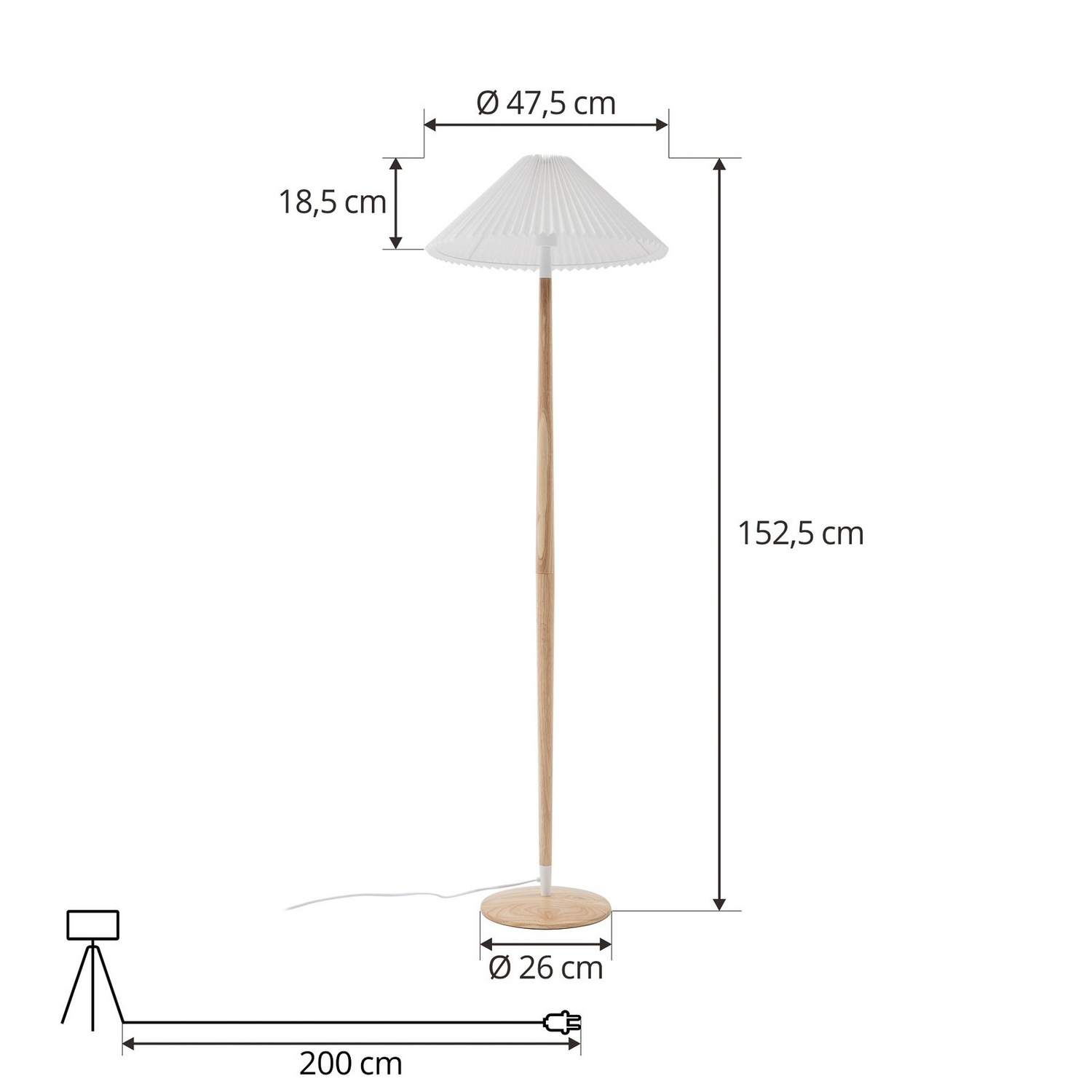 B-Ware Lucande Stehleuchte Ellorin Stehlampe Standleuchte Lampe Weiß Holz ø 47,5 Cm E27 - 4251911777024