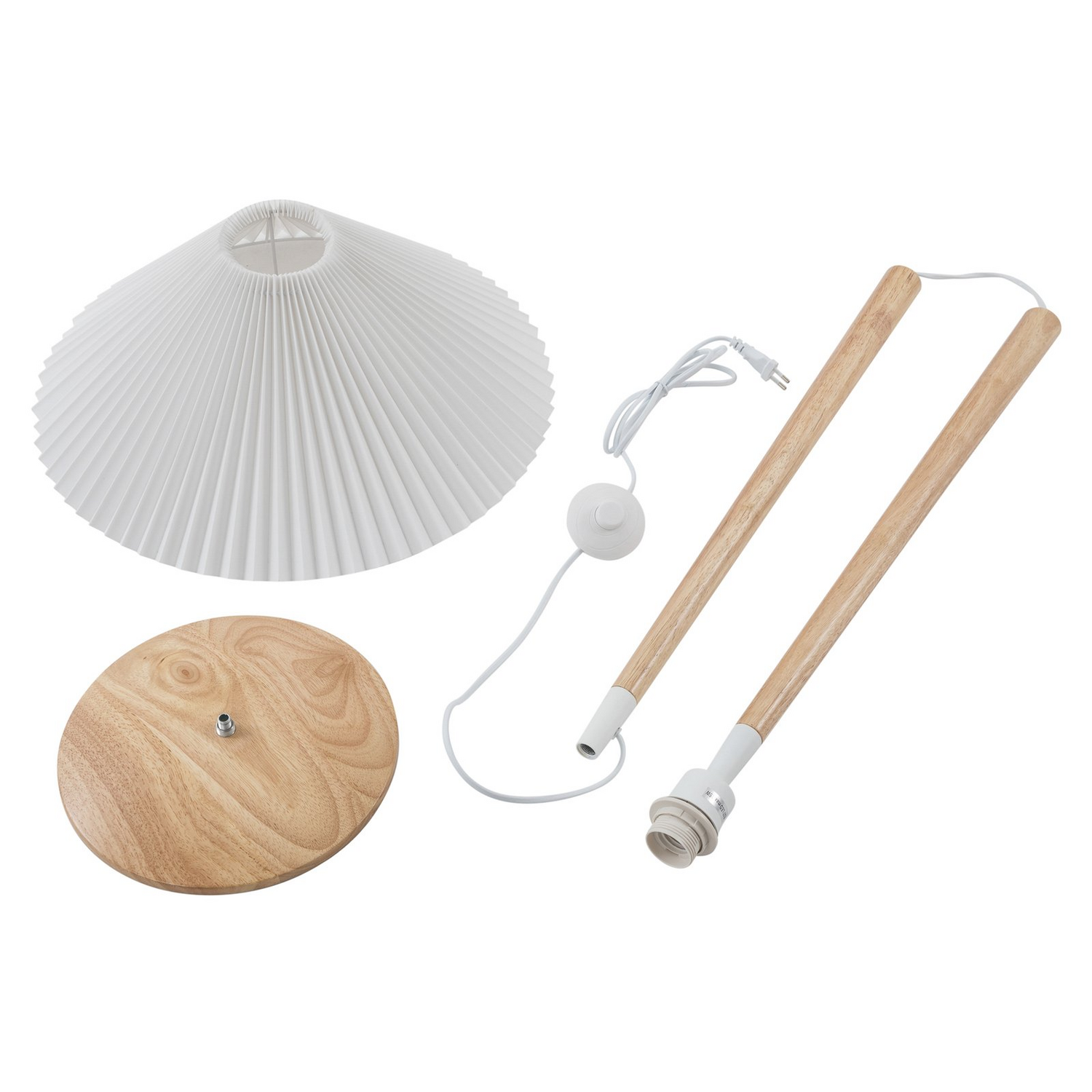 B-Ware Lucande Stehleuchte Ellorin Stehlampe Standleuchte Lampe Weiß Holz ø 47,5 Cm E27 - 4251911777024
