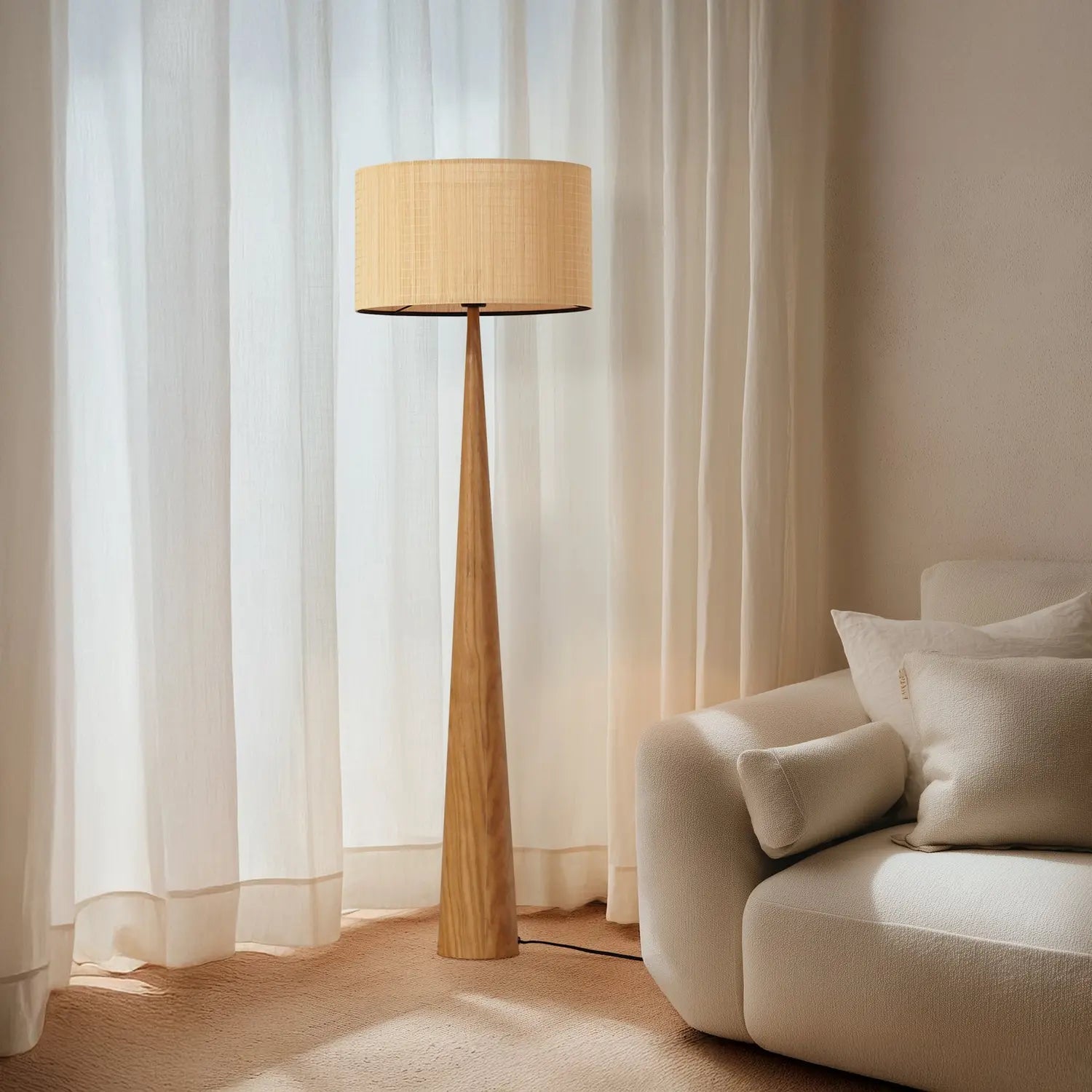 B-Ware Lucande Stehleuchte Lampe Fabrena Naturfarben Bambus Höhe 138cm E27 Led Leuchte - 4255830904318