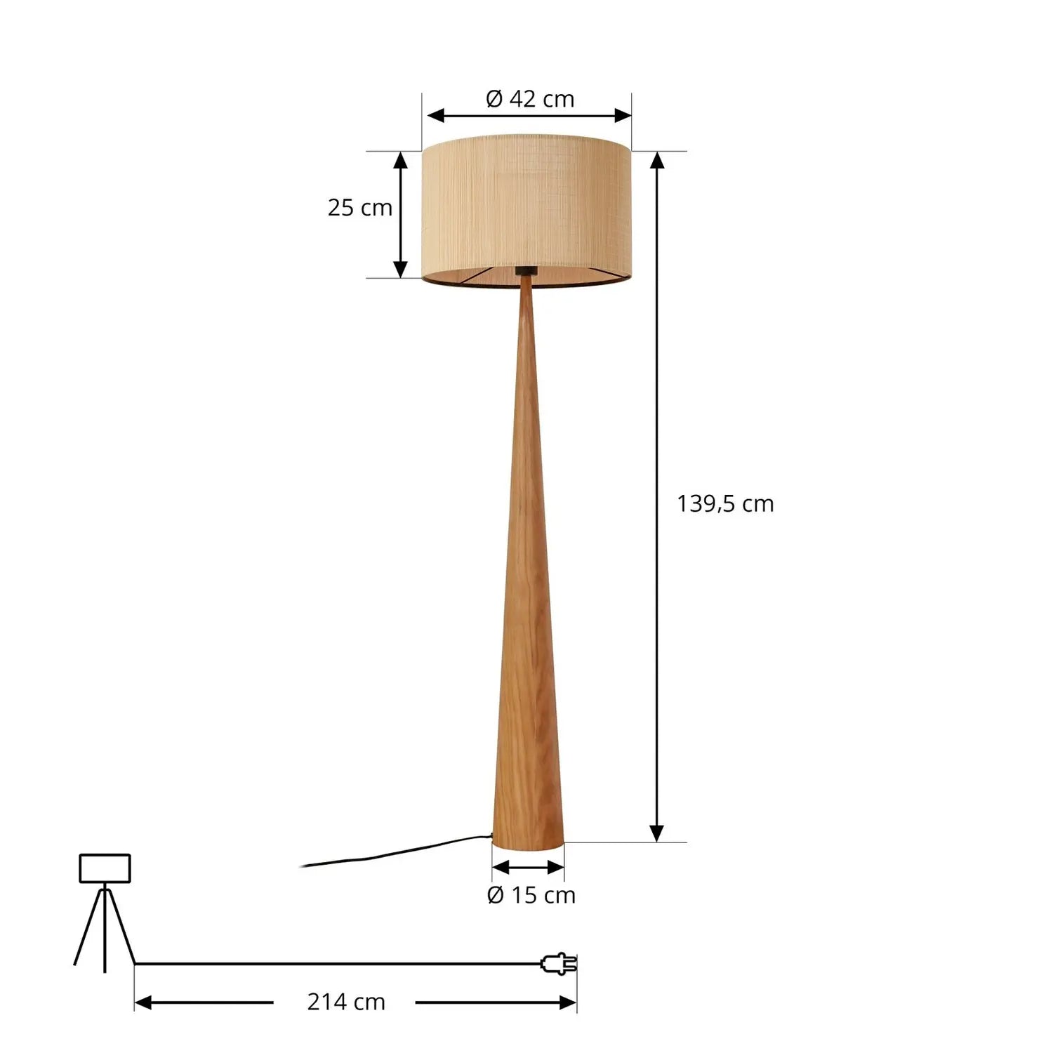 B-Ware Lucande Stehleuchte Lampe Fabrena Naturfarben Bambus Höhe 138cm E27 Led Leuchte - 4255830904318